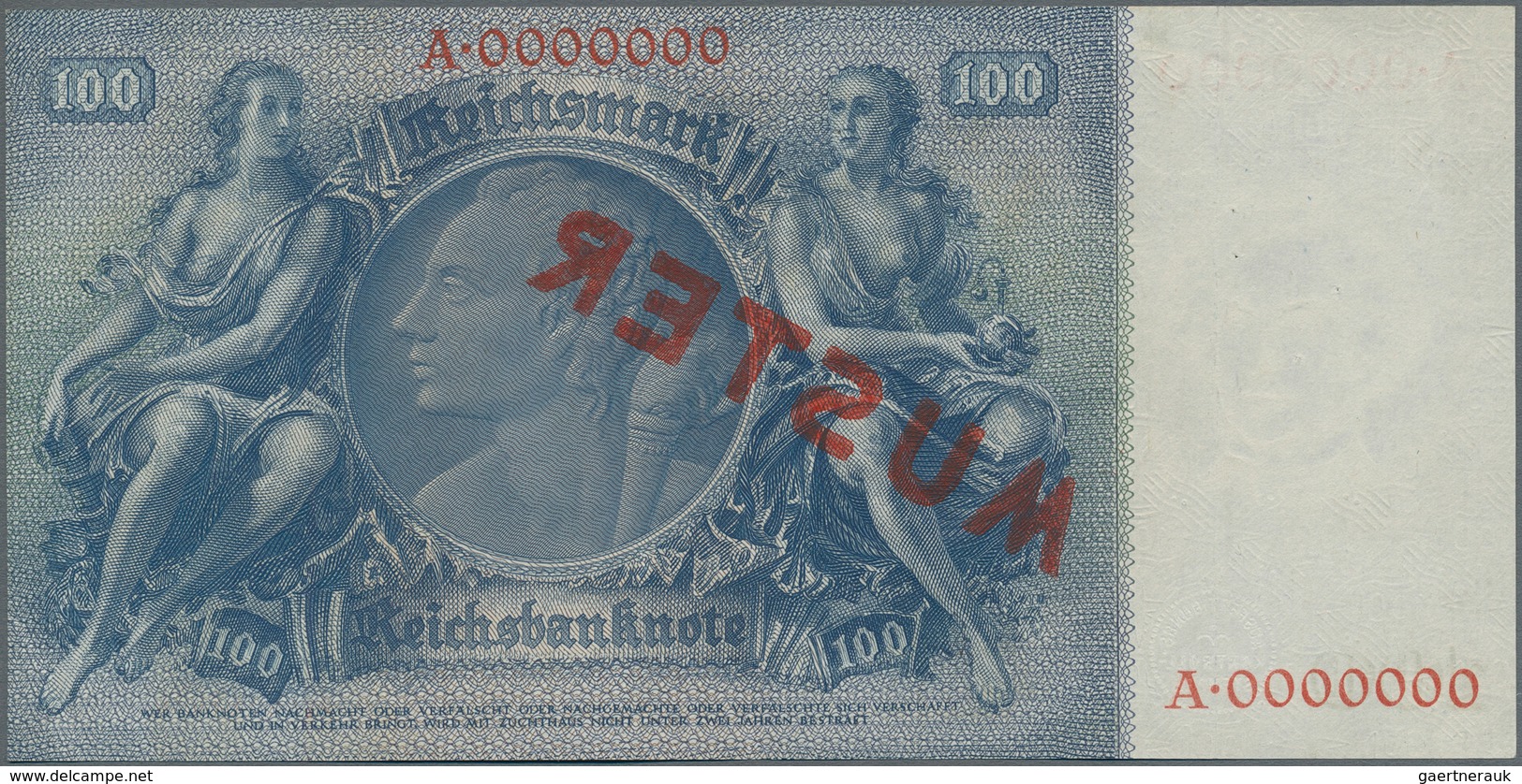 Deutschland - Deutsches Reich Bis 1945: 100 Reichsmark 1935 MUSTER, Ro.176M Mit KN A0000000 Und Rote - Andere & Zonder Classificatie