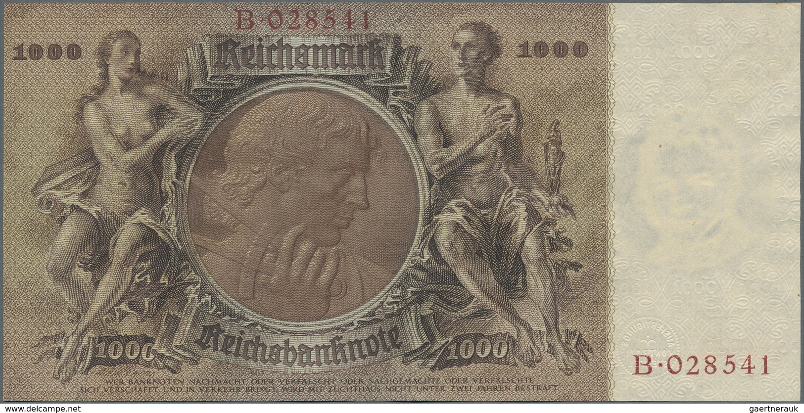 Deutschland - Deutsches Reich Bis 1945: 1000 Reichsmark 1936, Udr. E, Serie Bmit Brauner Statt Roter - Sonstige & Ohne Zuordnung