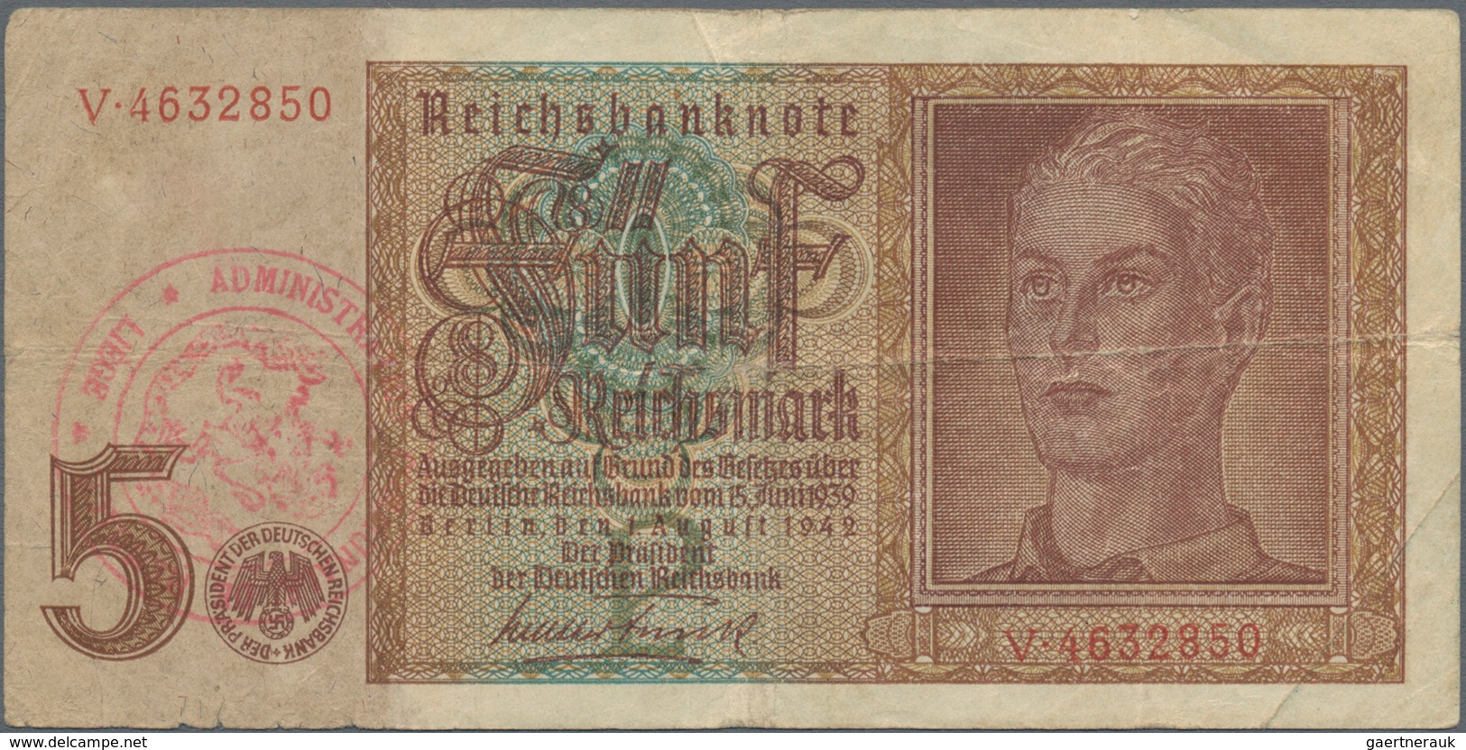 Deutschland - Deutsches Reich Bis 1945: Kleines Lot Mit 7 Belgischen Abstempelungen Auf 5 Reichsmark - Andere & Zonder Classificatie