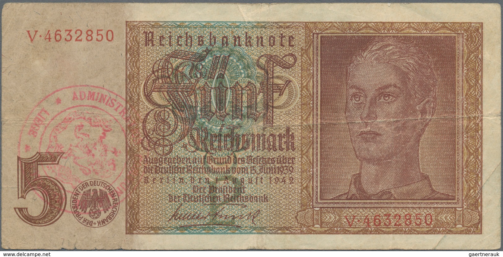 Deutschland - Deutsches Reich Bis 1945: Kleines Lot Mit 7 Belgischen Abstempelungen Auf 5 Reichsmark - Otros & Sin Clasificación