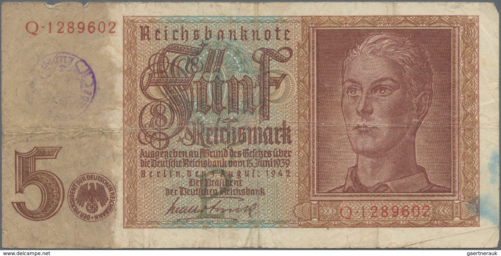 Deutschland - Deutsches Reich Bis 1945: Kleines Lot Mit 7 Belgischen Abstempelungen Auf 5 Reichsmark - Altri & Non Classificati