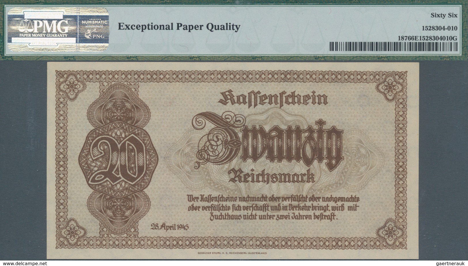 Deutschland - Deutsches Reich Bis 1945: Lot Mit 4 Banknoten 20 Reichsmark 1945, Ro.186, Alle PMG Gep - Other & Unclassified