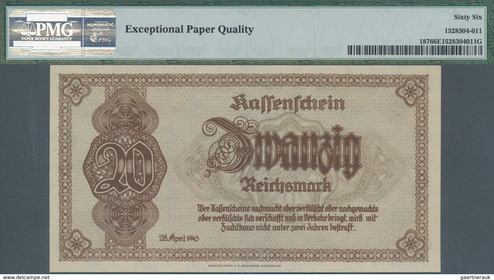 Deutschland - Deutsches Reich Bis 1945: Lot Mit 4 Banknoten 20 Reichsmark 1945, Ro.186, Alle PMG Gep - Otros & Sin Clasificación