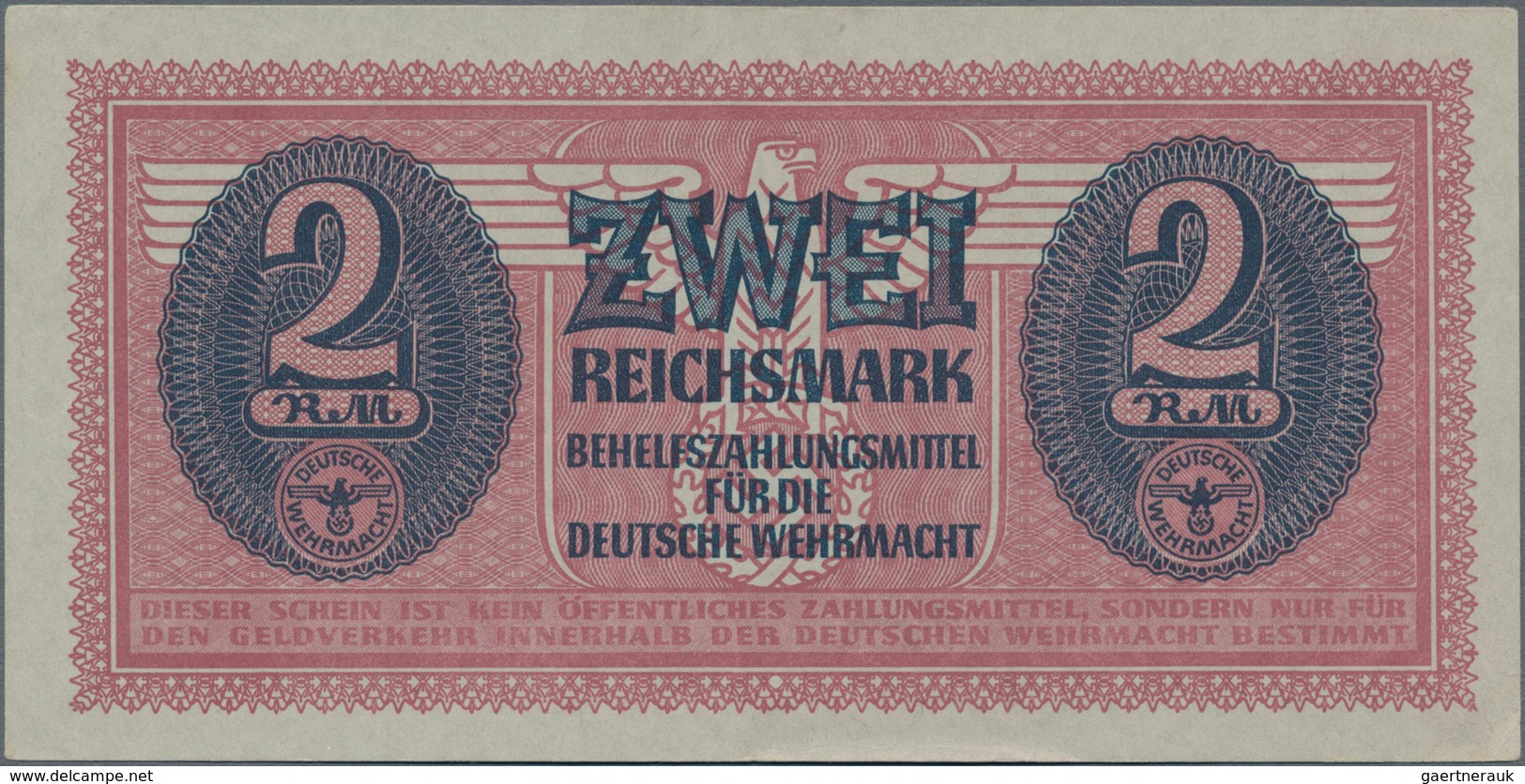 Deutschland - Deutsches Reich Bis 1945: 2 Reichsmark Behelfszahlungsmittel Für Die Deutsche Wehrmach - Sonstige & Ohne Zuordnung