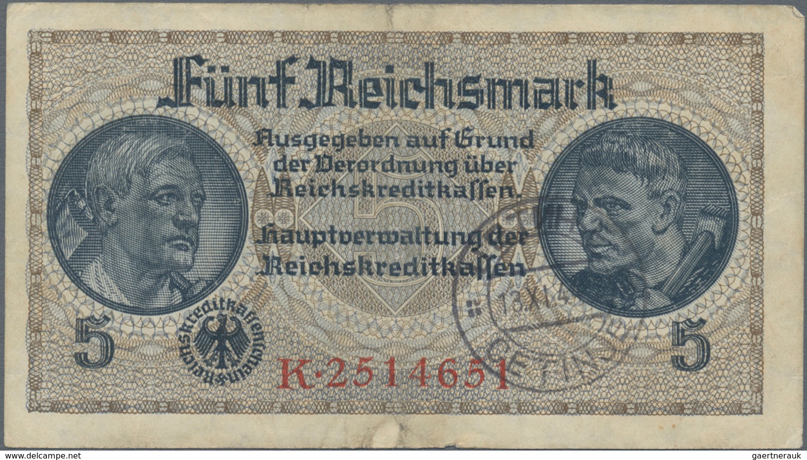 Deutschland - Deutsches Reich bis 1945: Kleines Lot mit 10 belgischen Abstempelungen auf 50 Reichspf