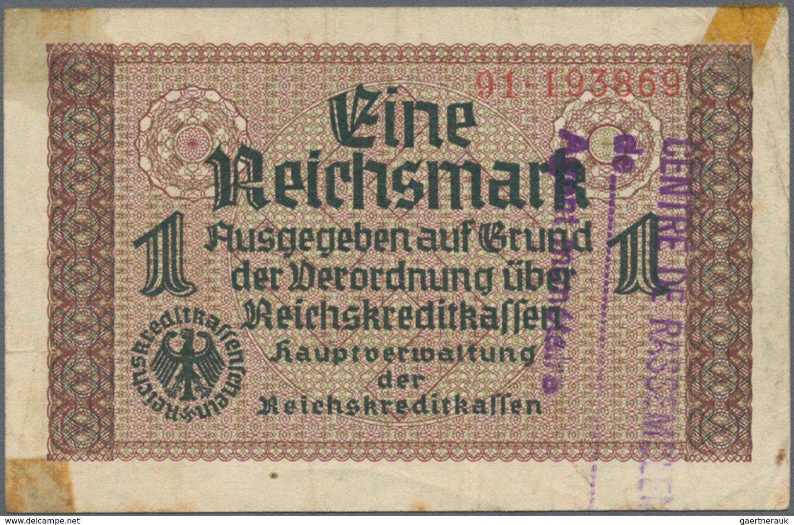 Deutschland - Deutsches Reich bis 1945: Kleines Lot mit 10 belgischen Abstempelungen auf 50 Reichspf