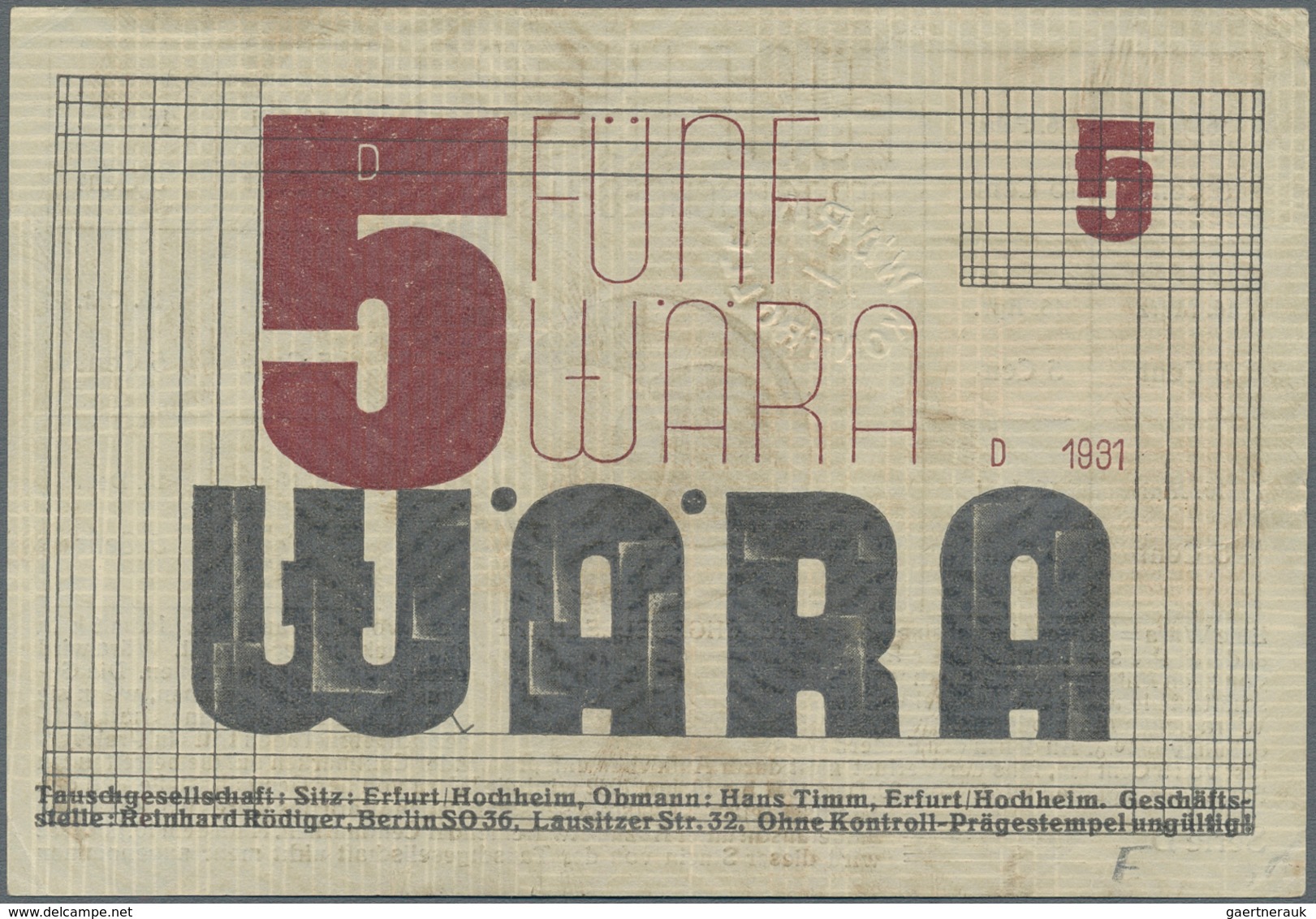 Deutschland - Deutsches Reich bis 1945: Ulmer Wära, set mit 1/2, 2 x 1, 2, 5 und 10 Wära 1931, teils