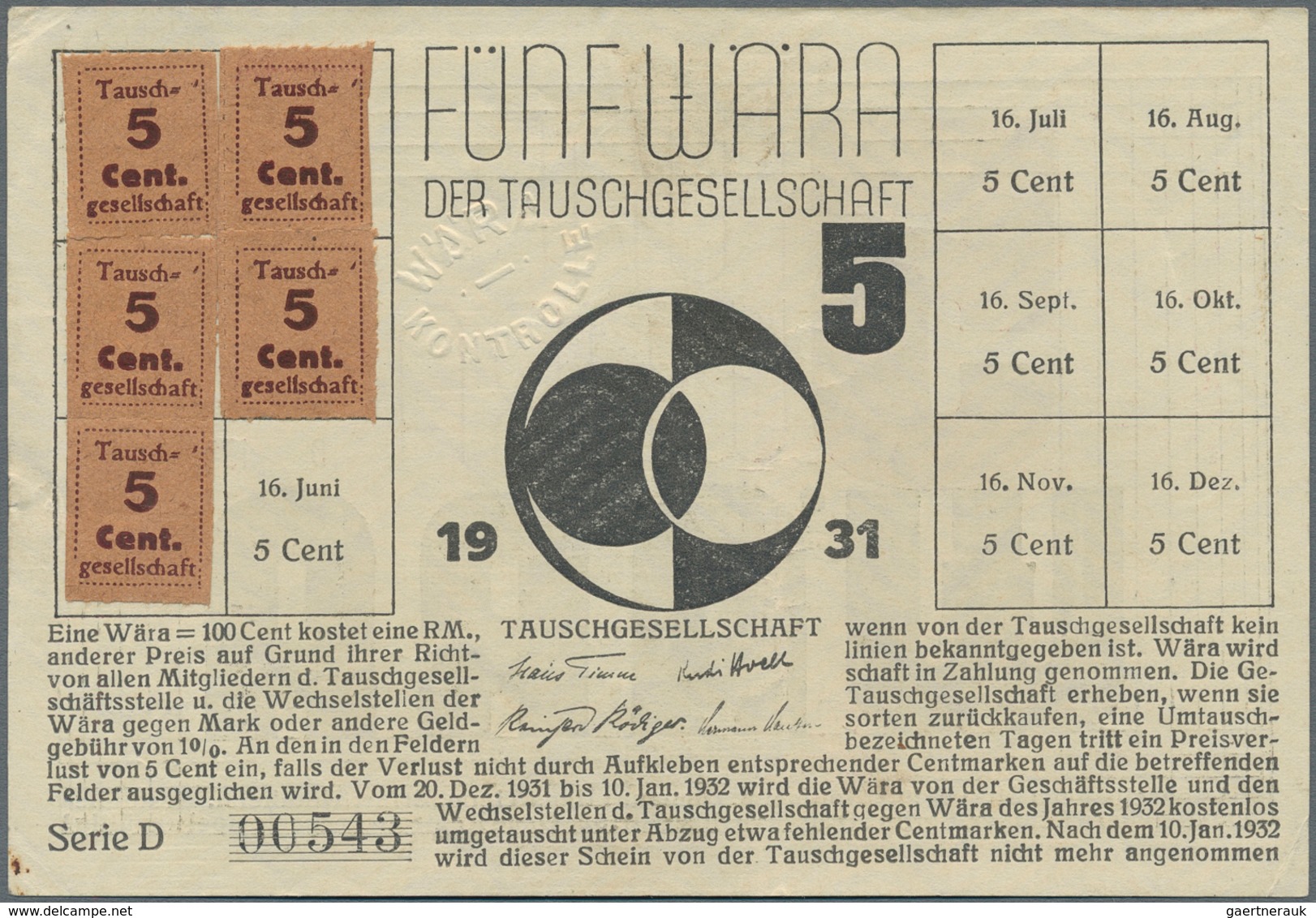 Deutschland - Deutsches Reich bis 1945: Ulmer Wära, set mit 1/2, 2 x 1, 2, 5 und 10 Wära 1931, teils