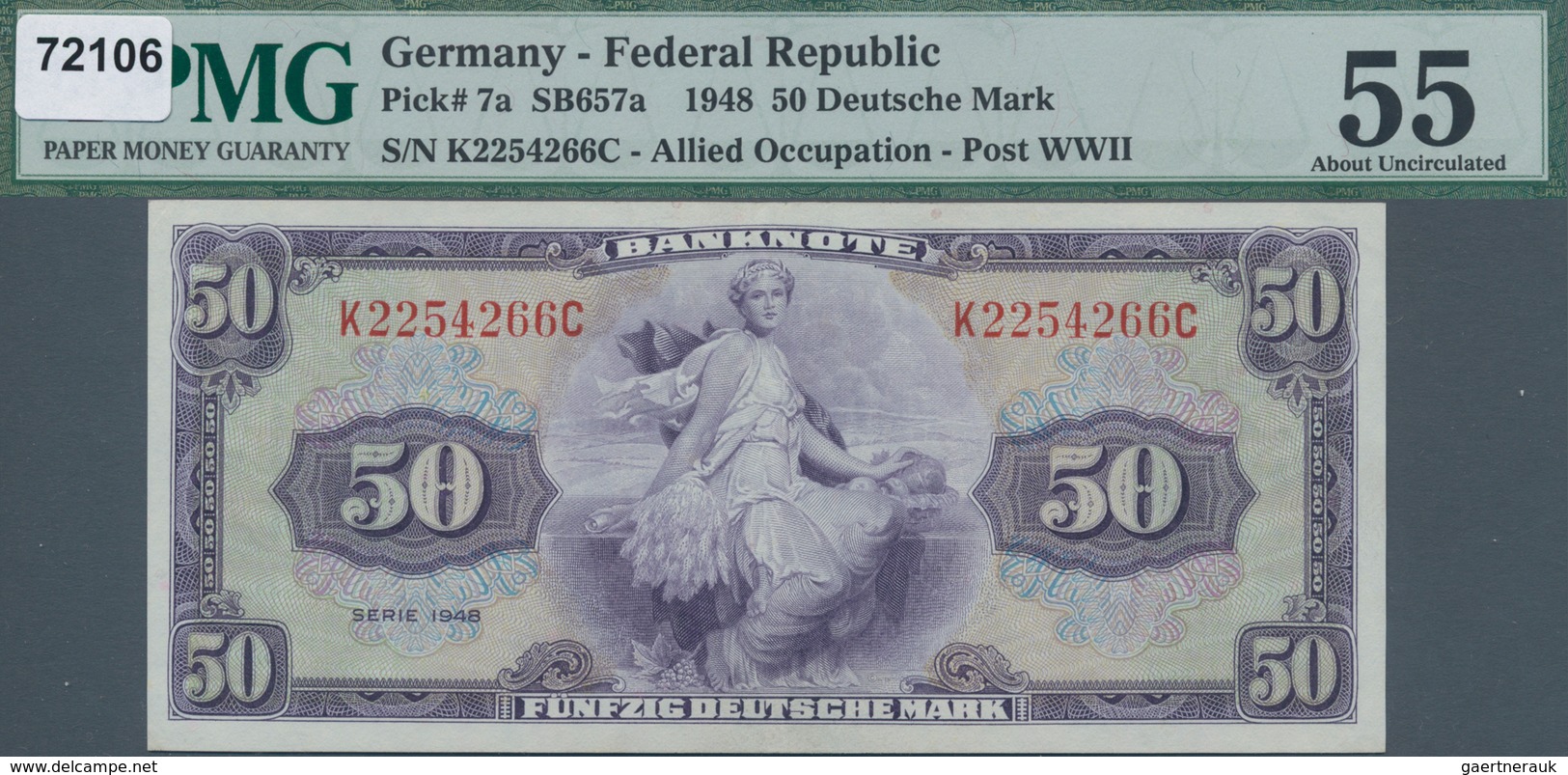 Deutschland - Bank Deutscher Länder + Bundesrepublik Deutschland: 50 DM 1948, Ro.242, Nahezu Kassenf - Andere & Zonder Classificatie