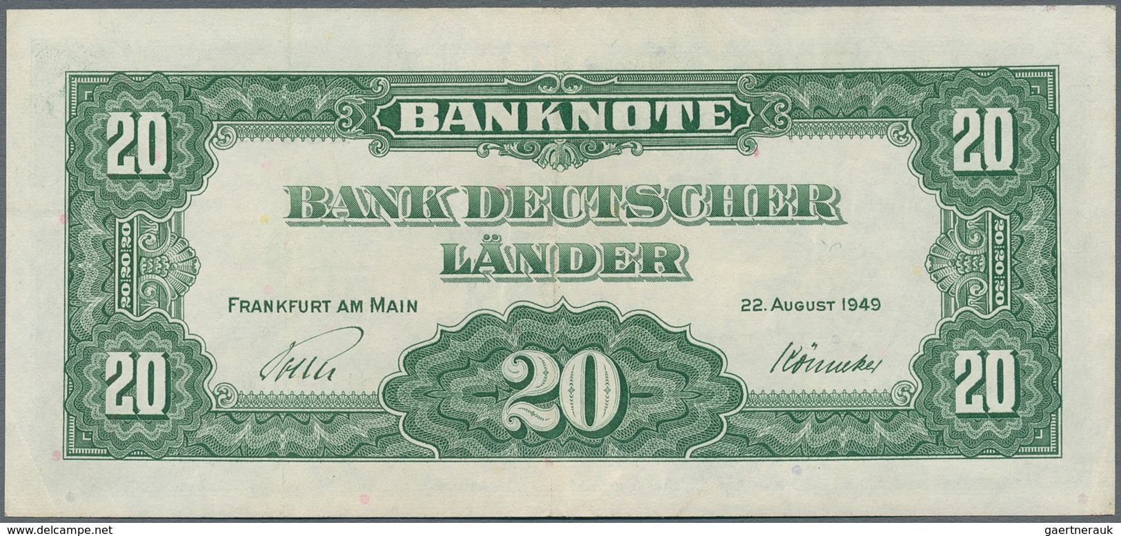 Deutschland - Bank Deutscher Länder + Bundesrepublik Deutschland: 50 DM 1948 Ro.242 Und 20 DM 1949 R - Otros & Sin Clasificación