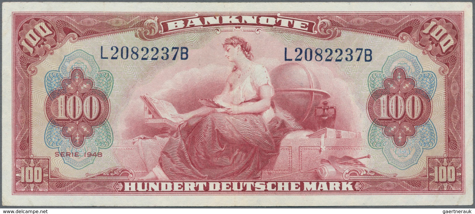 Deutschland - Bank Deutscher Länder + Bundesrepublik Deutschland: Roter Hunderter 1948, Ro.244, Sehr - Andere & Zonder Classificatie