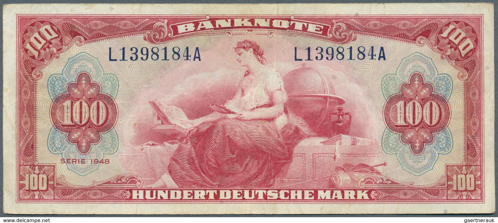 Deutschland - Bank Deutscher Länder + Bundesrepublik Deutschland: 100 DM 1948, Roter Hunderter, Ro.2 - Altri & Non Classificati