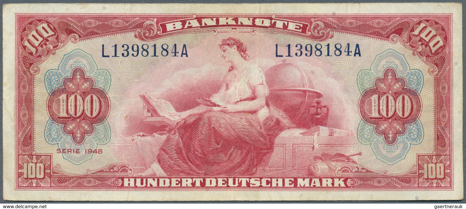 Deutschland - Bank Deutscher Länder + Bundesrepublik Deutschland: 100 DM 1948, Roter Hunderter, Ro.2 - Otros & Sin Clasificación