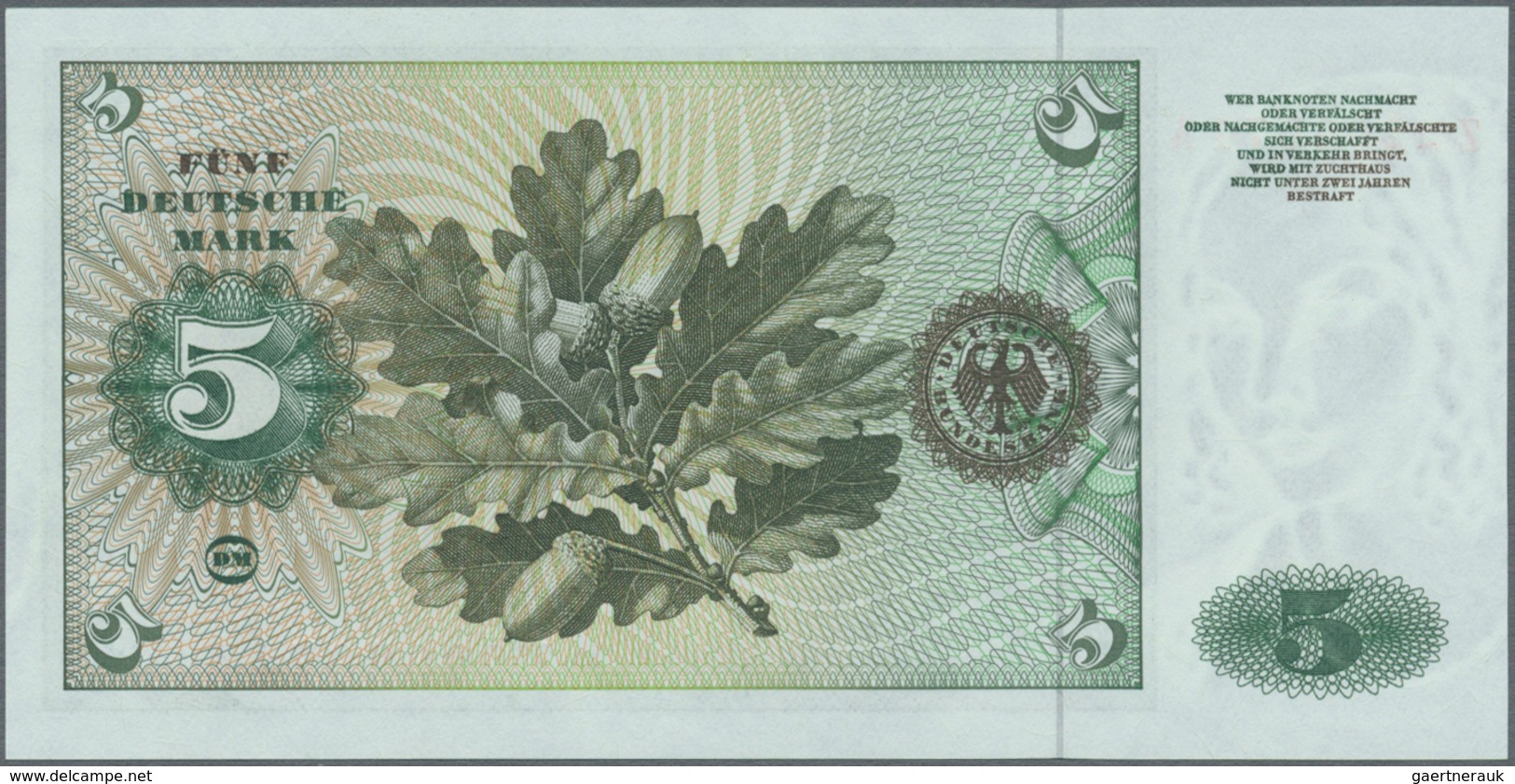 Deutschland - Bank Deutscher Länder + Bundesrepublik Deutschland: 5 DM 1960 Ersatznote Serie "Z/A", - Sonstige & Ohne Zuordnung