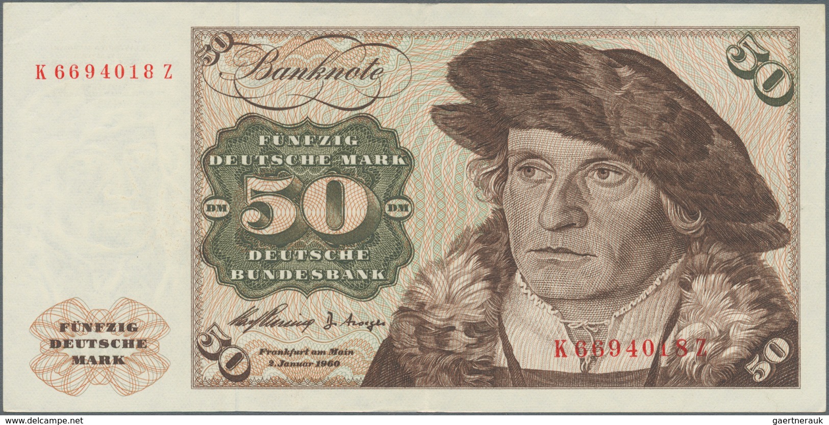 Deutschland - Bank Deutscher Länder + Bundesrepublik Deutschland: 50 DM 1960 Serie "K/Z", Ro.265a, L - Sonstige & Ohne Zuordnung