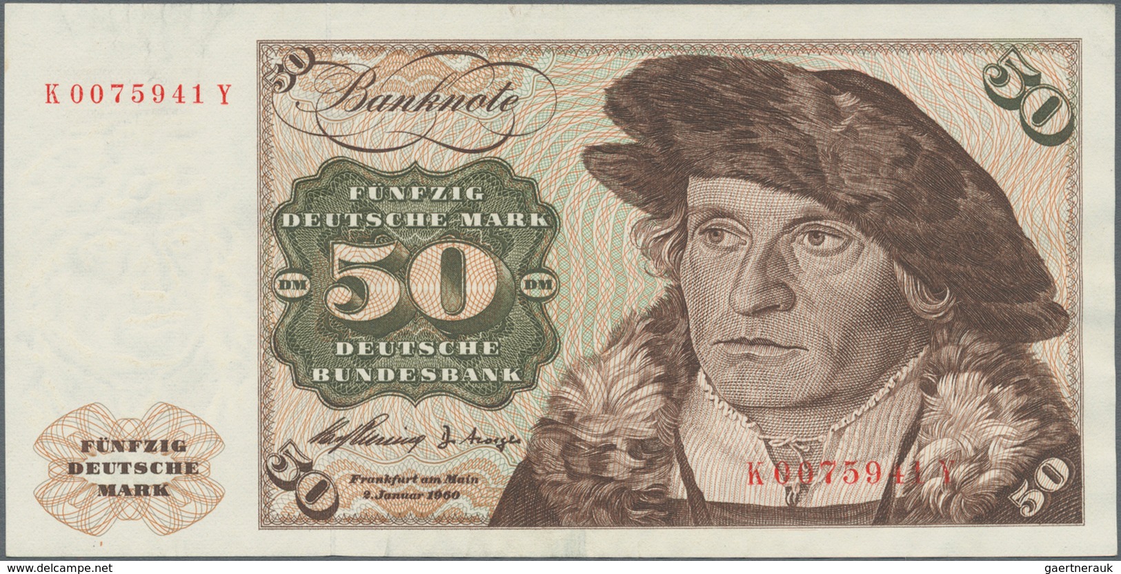 Deutschland - Bank Deutscher Länder + Bundesrepublik Deutschland: 50 DM 1960, Serie "K/Y", Ro.265a, - Sonstige & Ohne Zuordnung