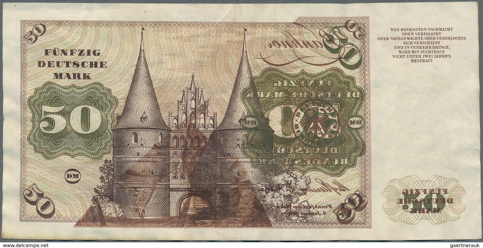 Deutschland - Bank Deutscher Länder + Bundesrepublik Deutschland: 50 DM 1960, Ro.265a Fehldruck, Tei - Otros & Sin Clasificación