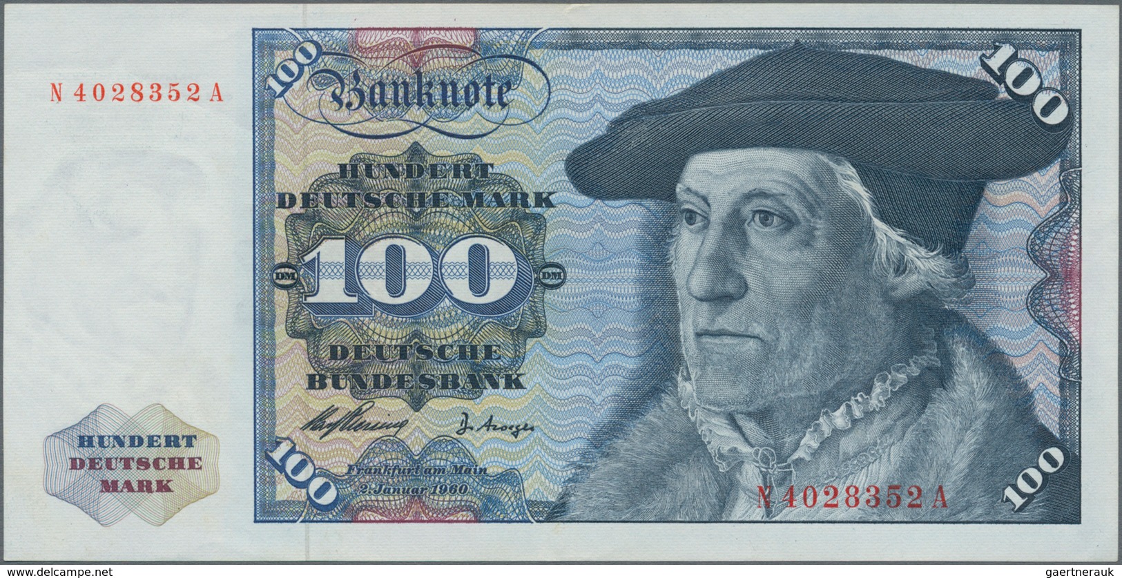 Deutschland - Bank Deutscher Länder + Bundesrepublik Deutschland: 100 DM 1960 Serie "N/A", Ro.266a, - Altri & Non Classificati