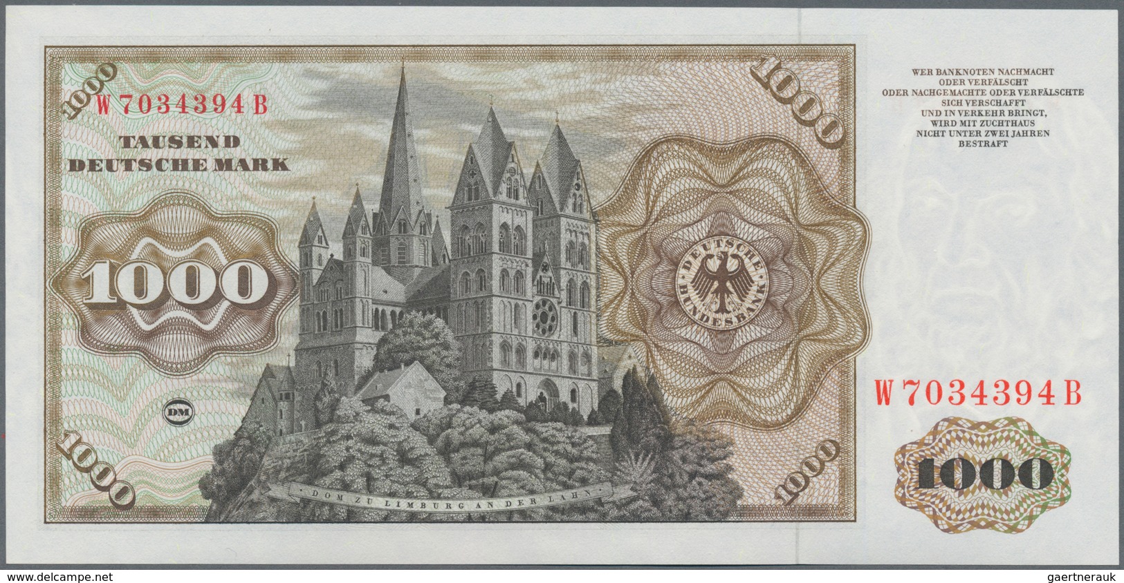 Deutschland - Bank Deutscher Länder + Bundesrepublik Deutschland: 1000 DM 1960, Serie "W/B", Ro.268a - Otros & Sin Clasificación