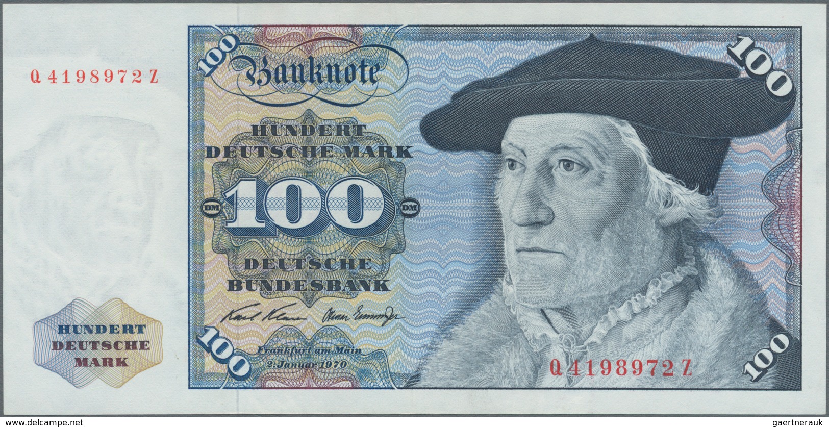 Deutschland - Bank Deutscher Länder + Bundesrepublik Deutschland: 100 DM 1970 Serie "Q/Z", Ro.273a, - Other & Unclassified