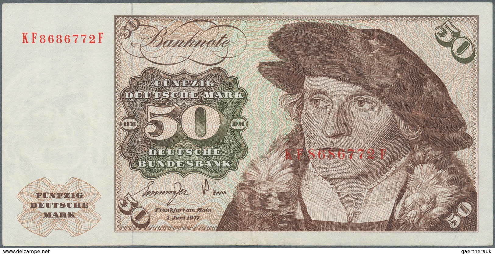 Deutschland - Bank Deutscher Länder + Bundesrepublik Deutschland: 50 DM 1977, Ro.277a Fehldruck, Ser - Altri & Non Classificati