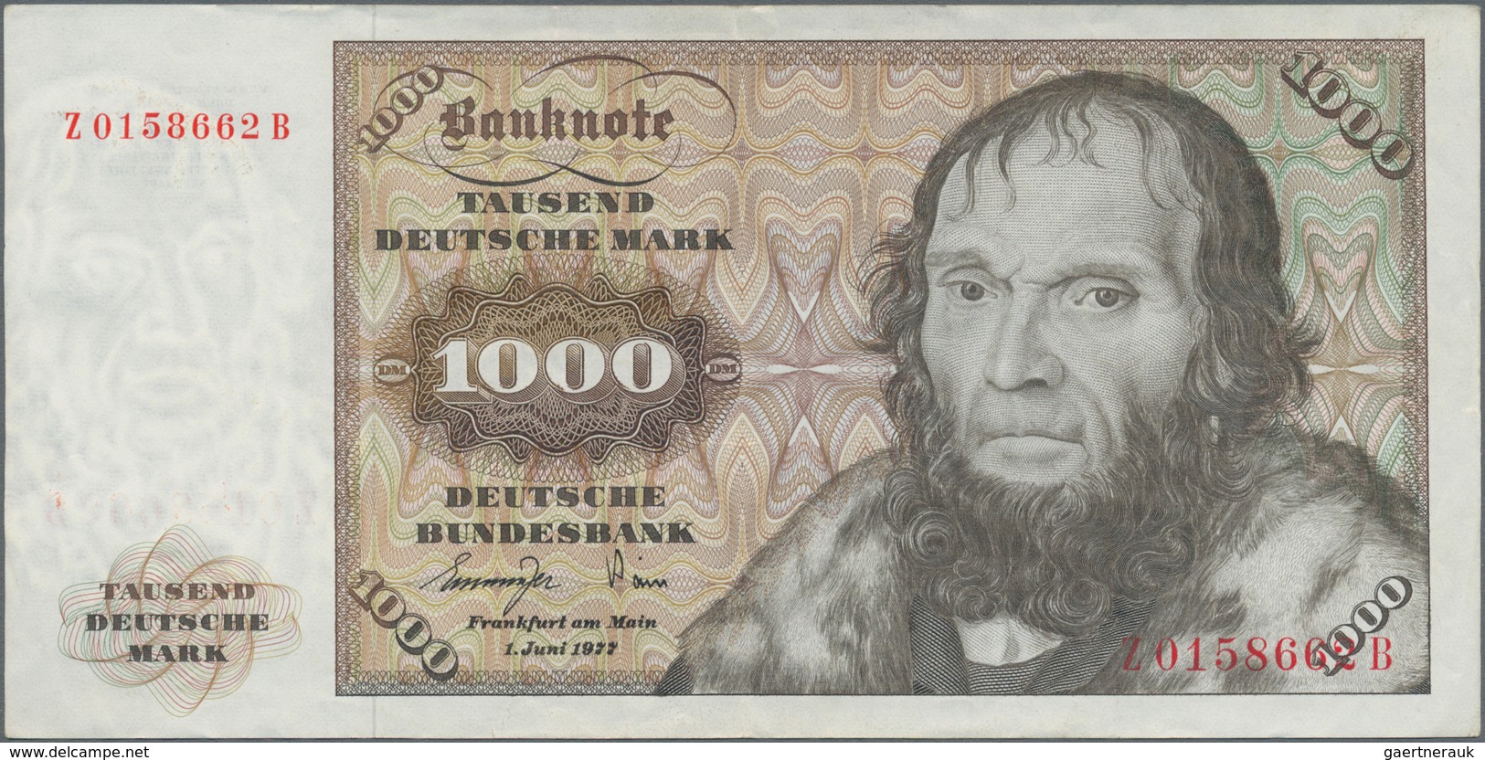 Deutschland - Bank Deutscher Länder + Bundesrepublik Deutschland: 1000 DM 1977 Ersatznote Serie "Z/B - Andere & Zonder Classificatie