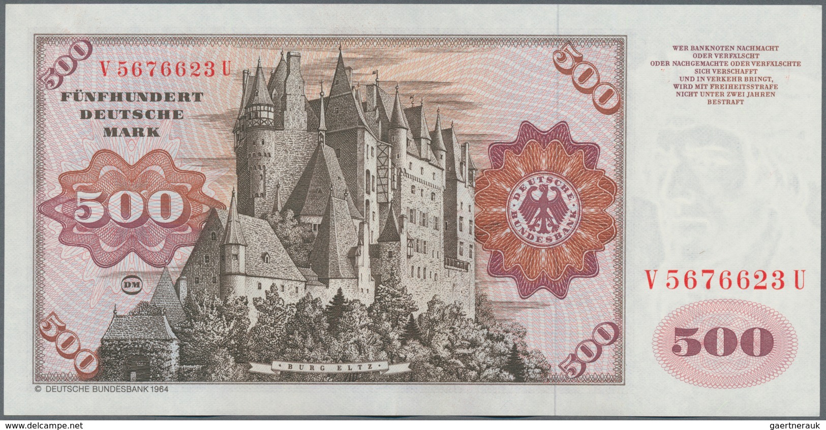 Deutschland - Bank Deutscher Länder + Bundesrepublik Deutschland: 500 DM 1980, Serie "V/U", Ro.290a - Andere & Zonder Classificatie