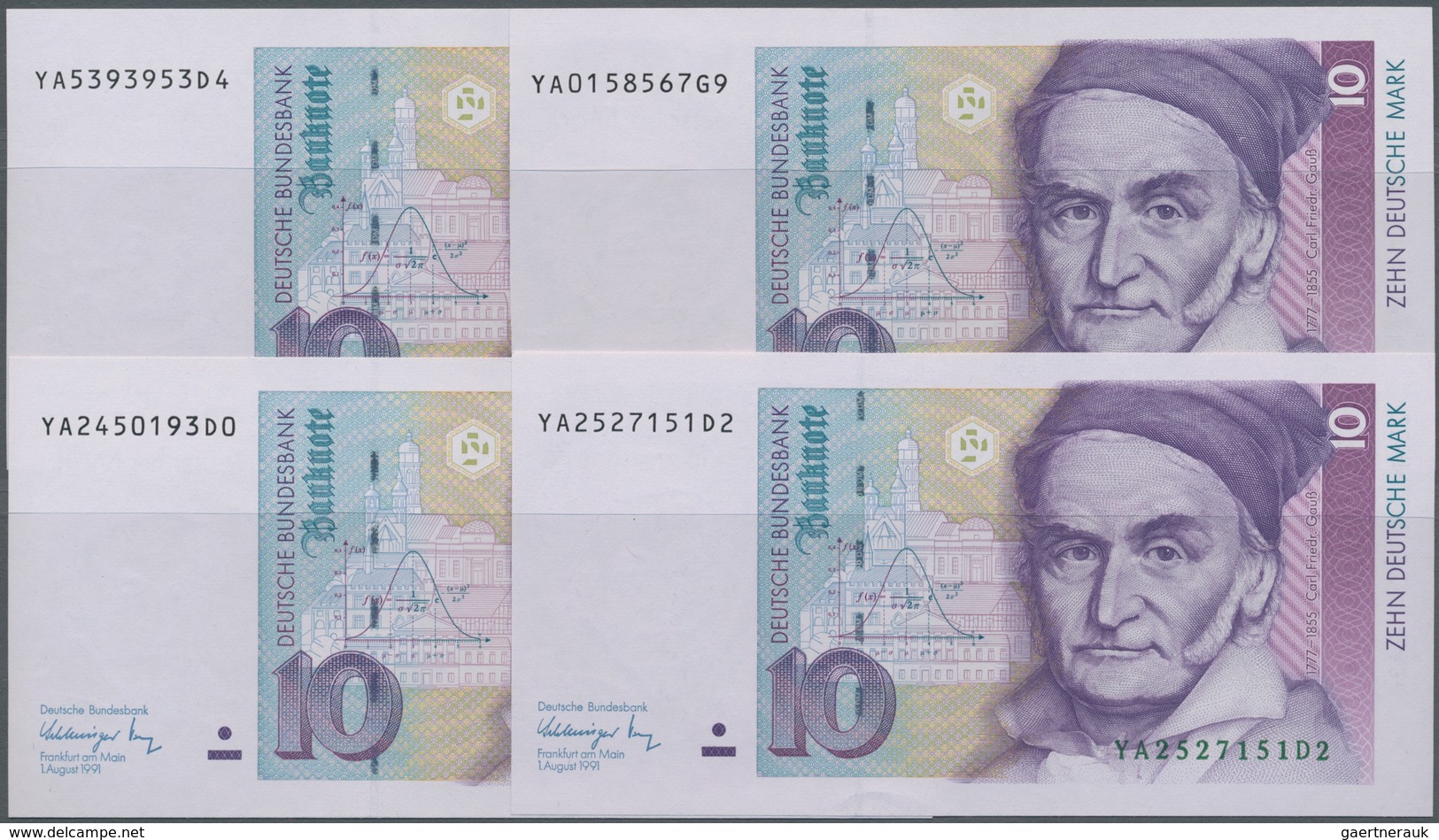 Deutschland - Bank Deutscher Länder + Bundesrepublik Deutschland: Set Mit 4 Banknoten 10 DM 1991 Ers - Altri & Non Classificati