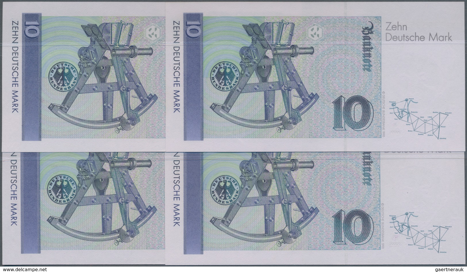 Deutschland - Bank Deutscher Länder + Bundesrepublik Deutschland: Set Mit 4 Banknoten 10 DM 1991 Ers - Altri & Non Classificati