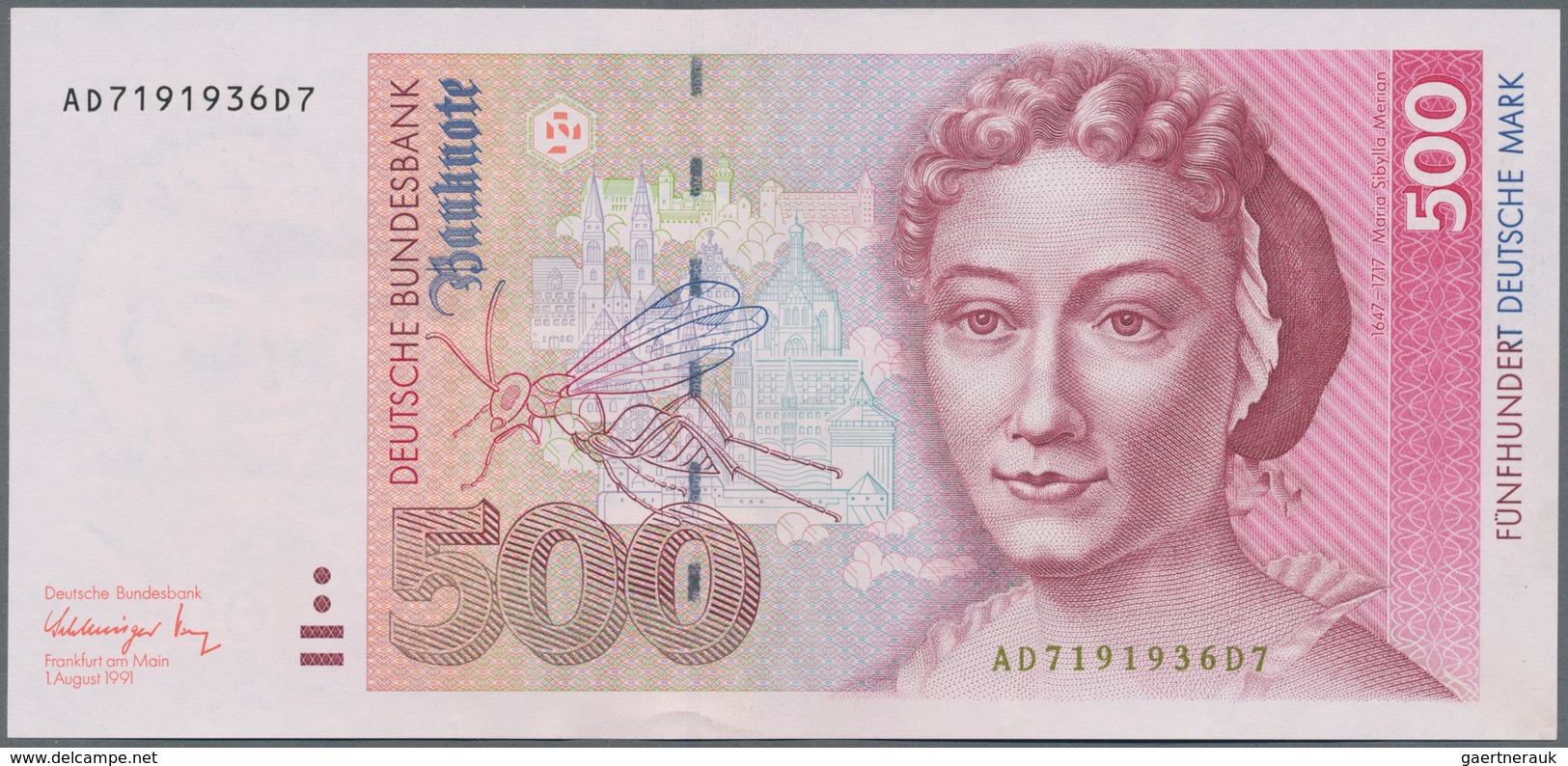 Deutschland - Bank Deutscher Länder + Bundesrepublik Deutschland: 500 DM 1991, Serie "AD/D", Ro.301a - Andere & Zonder Classificatie