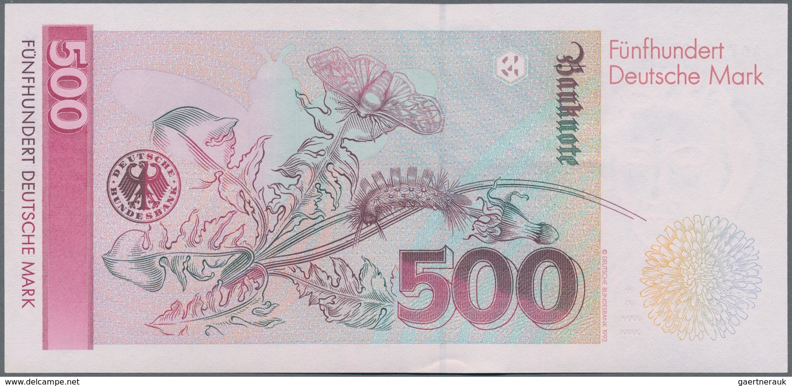 Deutschland - Bank Deutscher Länder + Bundesrepublik Deutschland: 500 DM 1991, Serie "AD/D", Ro.301a - Sonstige & Ohne Zuordnung