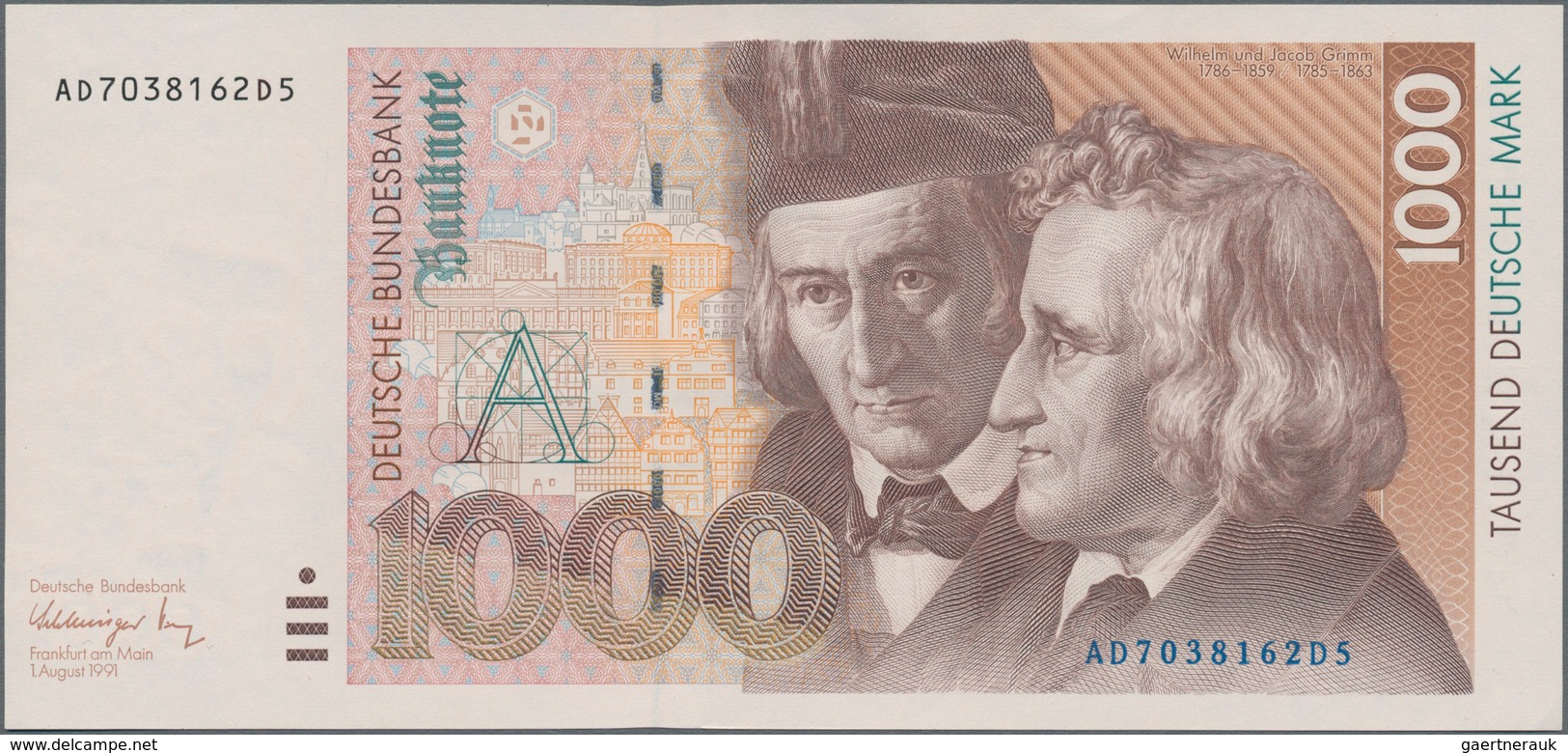 Deutschland - Bank Deutscher Länder + Bundesrepublik Deutschland: 1000 DM 1991 Serie "AD/D", Ro.302a - Otros & Sin Clasificación