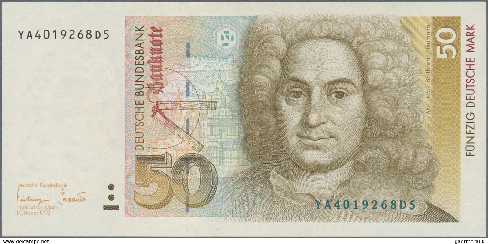 Deutschland - Bank Deutscher Länder + Bundesrepublik Deutschland: 50 DM 1993 Ersatznote Serie "YA/D" - Other & Unclassified