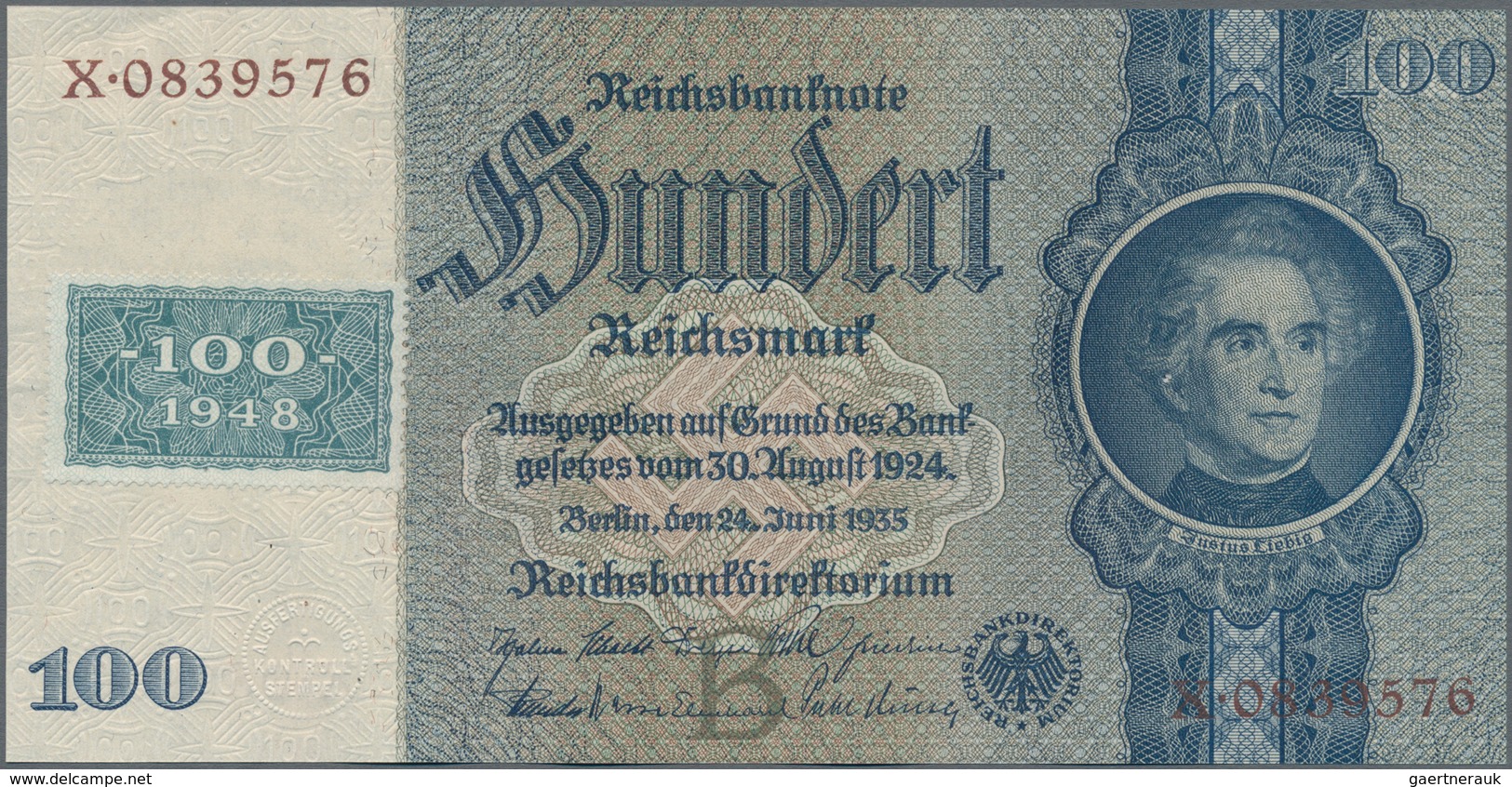 Deutschland - DDR: Kuponausgaben 1948 mit 10, 20, 50 und 100 Mark, Ro.334, 335, 337, 338 in kassenfr