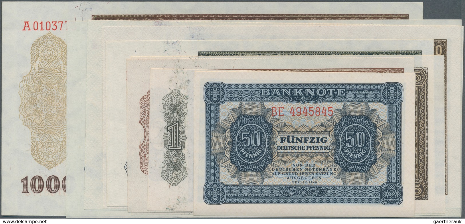 Deutschland - DDR: Banknotensatz DDR 1948 Von 50 Pfennig Bis 1000 Mark, Ro.339e, 340e, 341e, 342d, 3 - Altri & Non Classificati