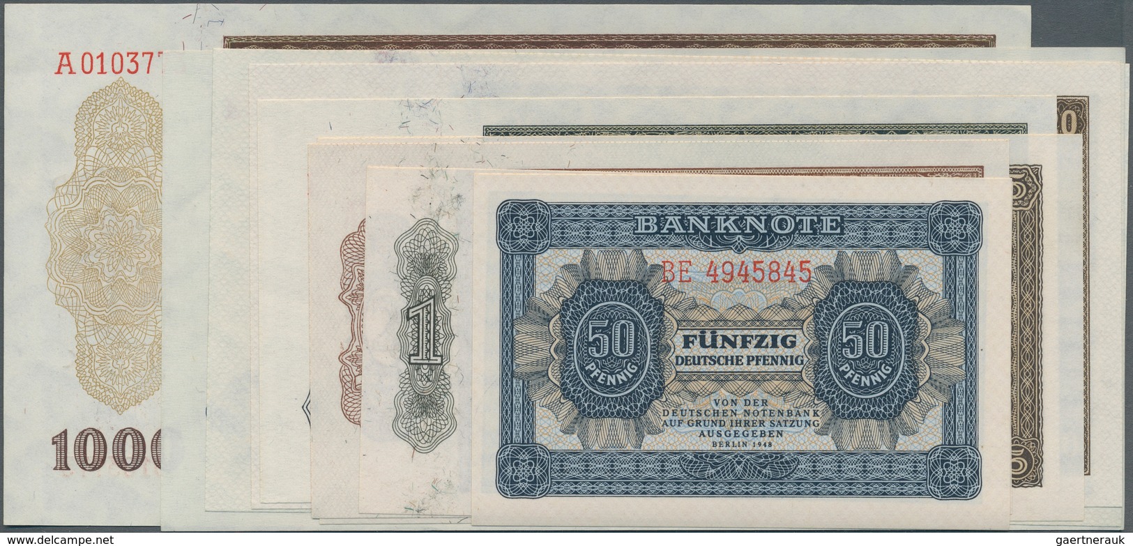 Deutschland - DDR: Banknotensatz DDR 1948 Von 50 Pfennig Bis 1000 Mark, Ro.339e, 340e, 341e, 342d, 3 - Sonstige & Ohne Zuordnung