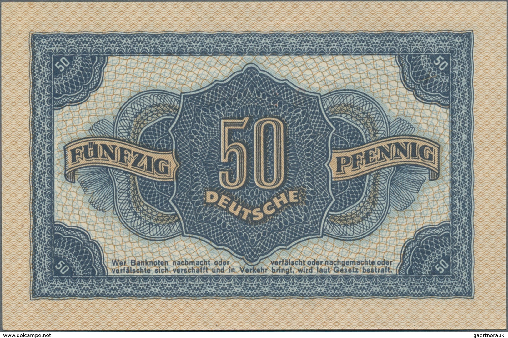 Deutschland - DDR: 50 Pfennig 1948, UdSSR-Druck Mit 6-stelliger KN, Serie Q, Ro.339a In Kassenfrisch - Otros & Sin Clasificación