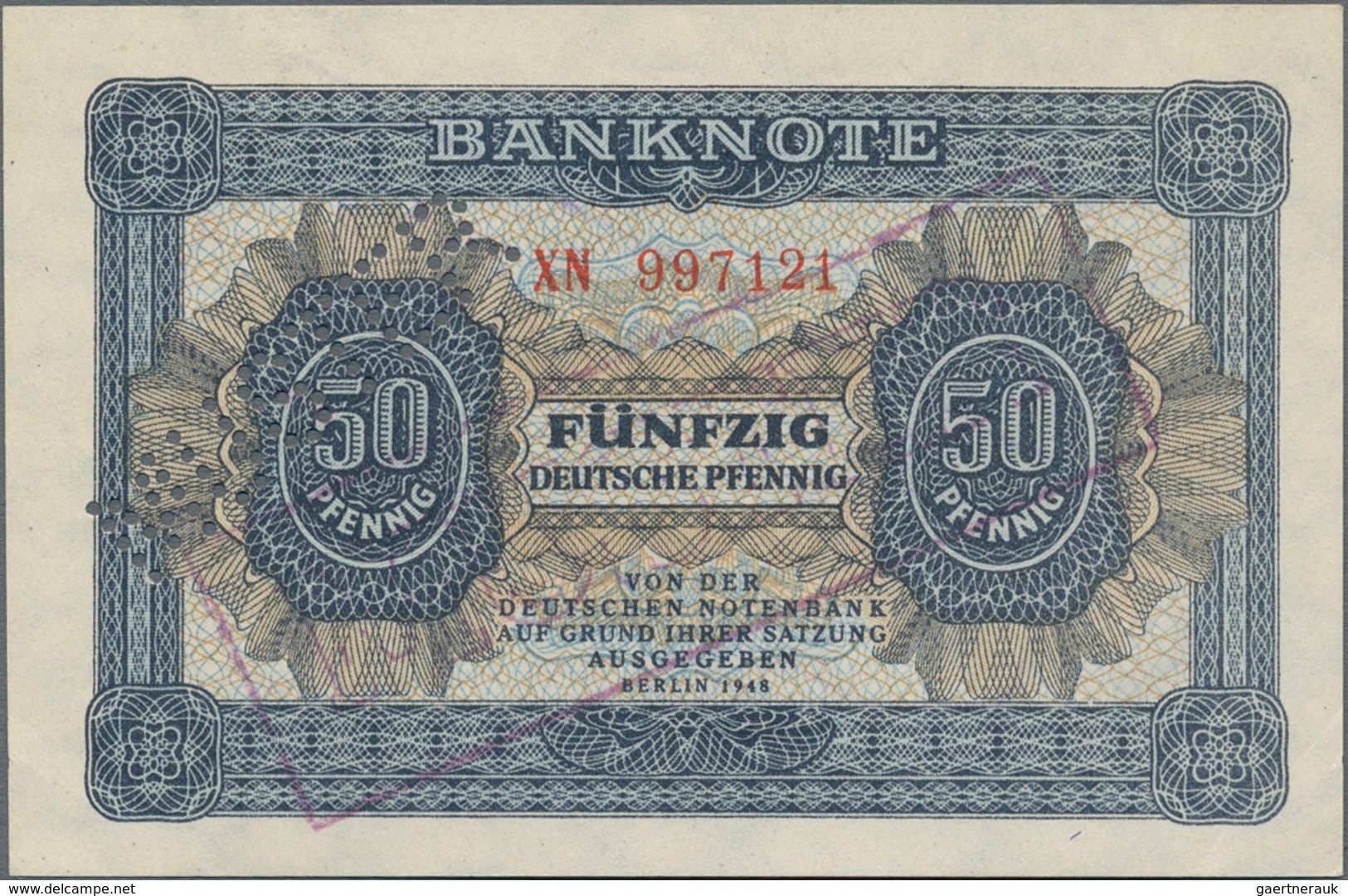 Deutschland - DDR: Mustersatz Der Deutschen Notenbank 1948 Von 50 Pfennig Bis 1000 Mark 1948, Alle A - Other & Unclassified