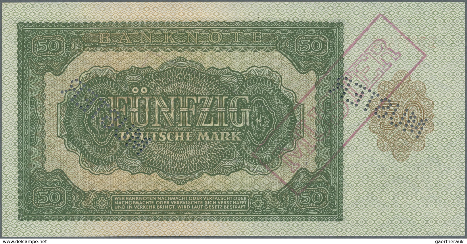 Deutschland - DDR: Mustersatz der Deutschen Notenbank 1948 von 50 Pfennig bis 1000 Mark 1948, alle a