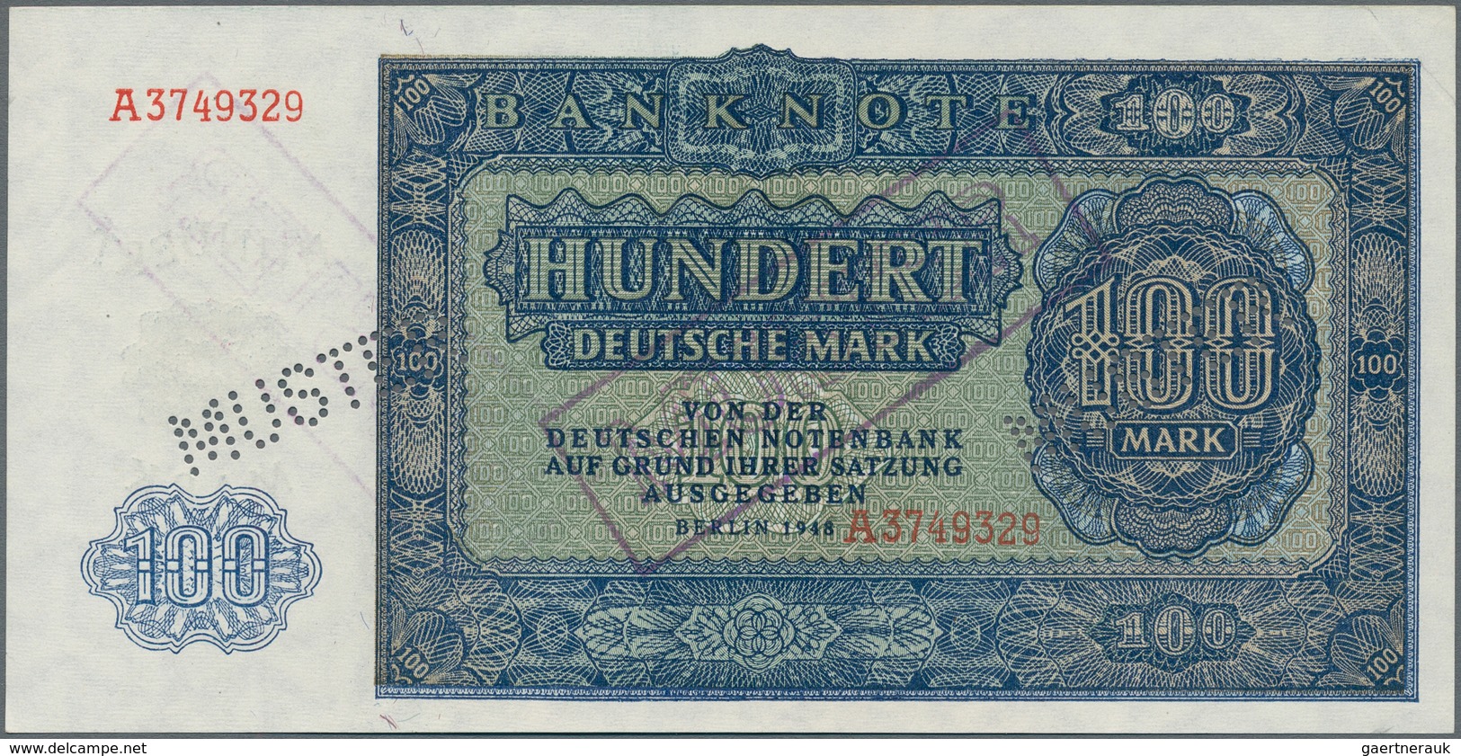 Deutschland - DDR: Mustersatz der Deutschen Notenbank 1948 von 50 Pfennig bis 1000 Mark 1948, alle a