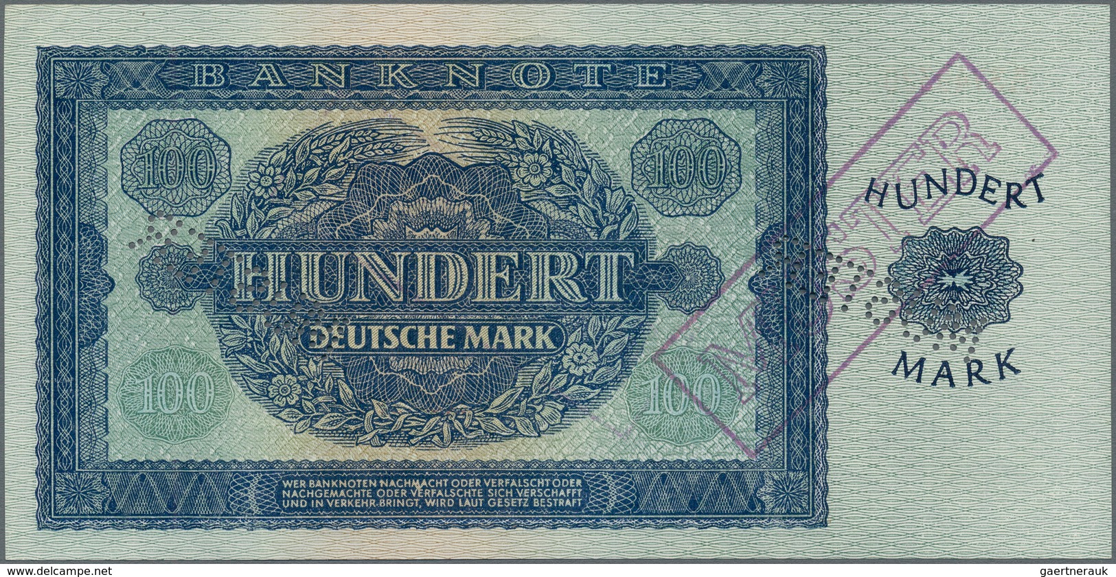 Deutschland - DDR: Mustersatz der Deutschen Notenbank 1948 von 50 Pfennig bis 1000 Mark 1948, alle a