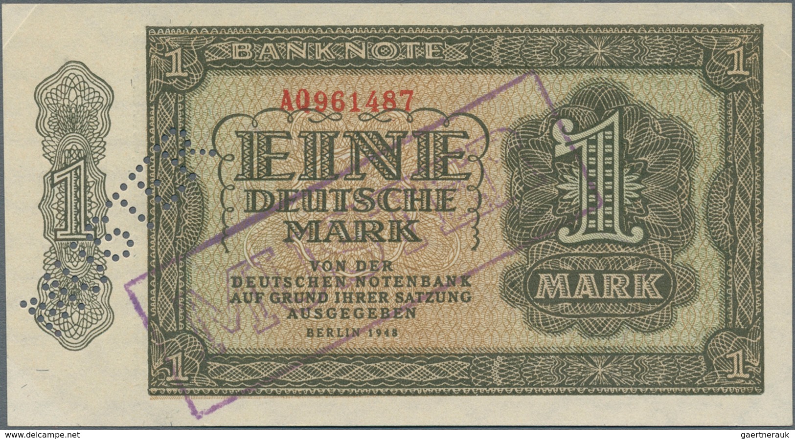 Deutschland - DDR: Mustersatz der Deutschen Notenbank 1948 von 50 Pfennig bis 1000 Mark 1948, alle a