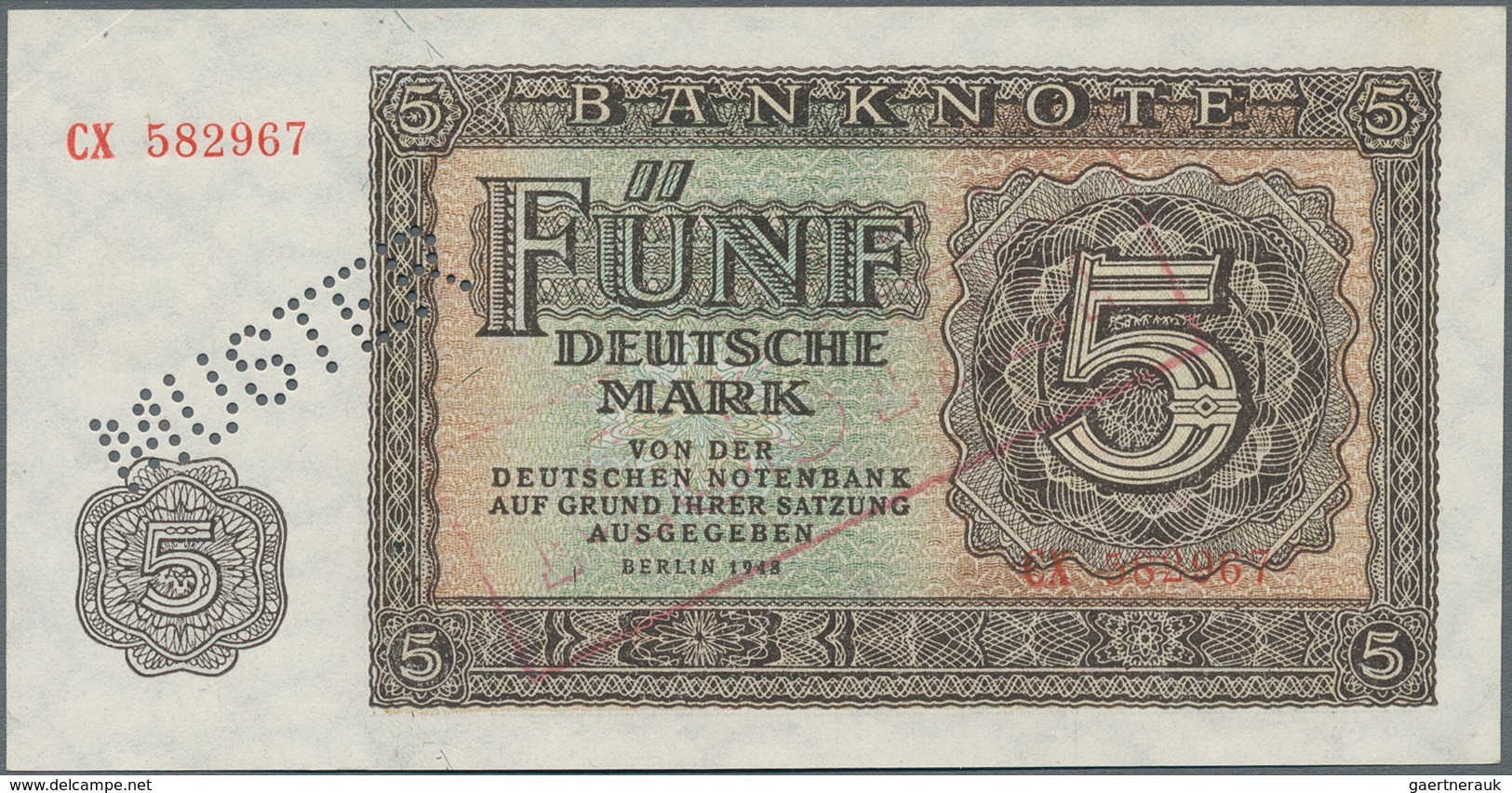 Deutschland - DDR: Mustersatz der Deutschen Notenbank 1948 von 50 Pfennig bis 1000 Mark 1948, alle a