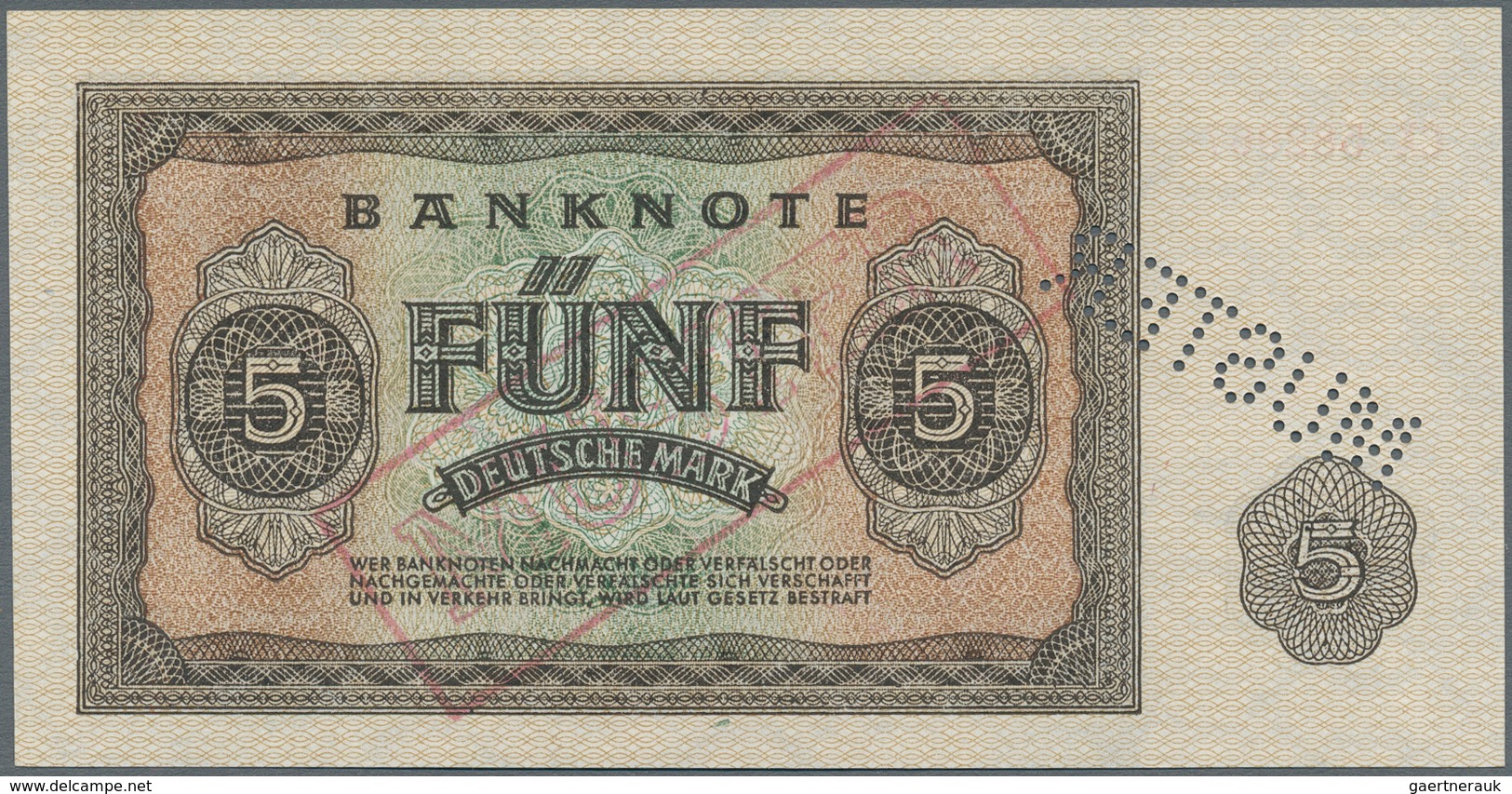 Deutschland - DDR: Mustersatz der Deutschen Notenbank 1948 von 50 Pfennig bis 1000 Mark 1948, alle a