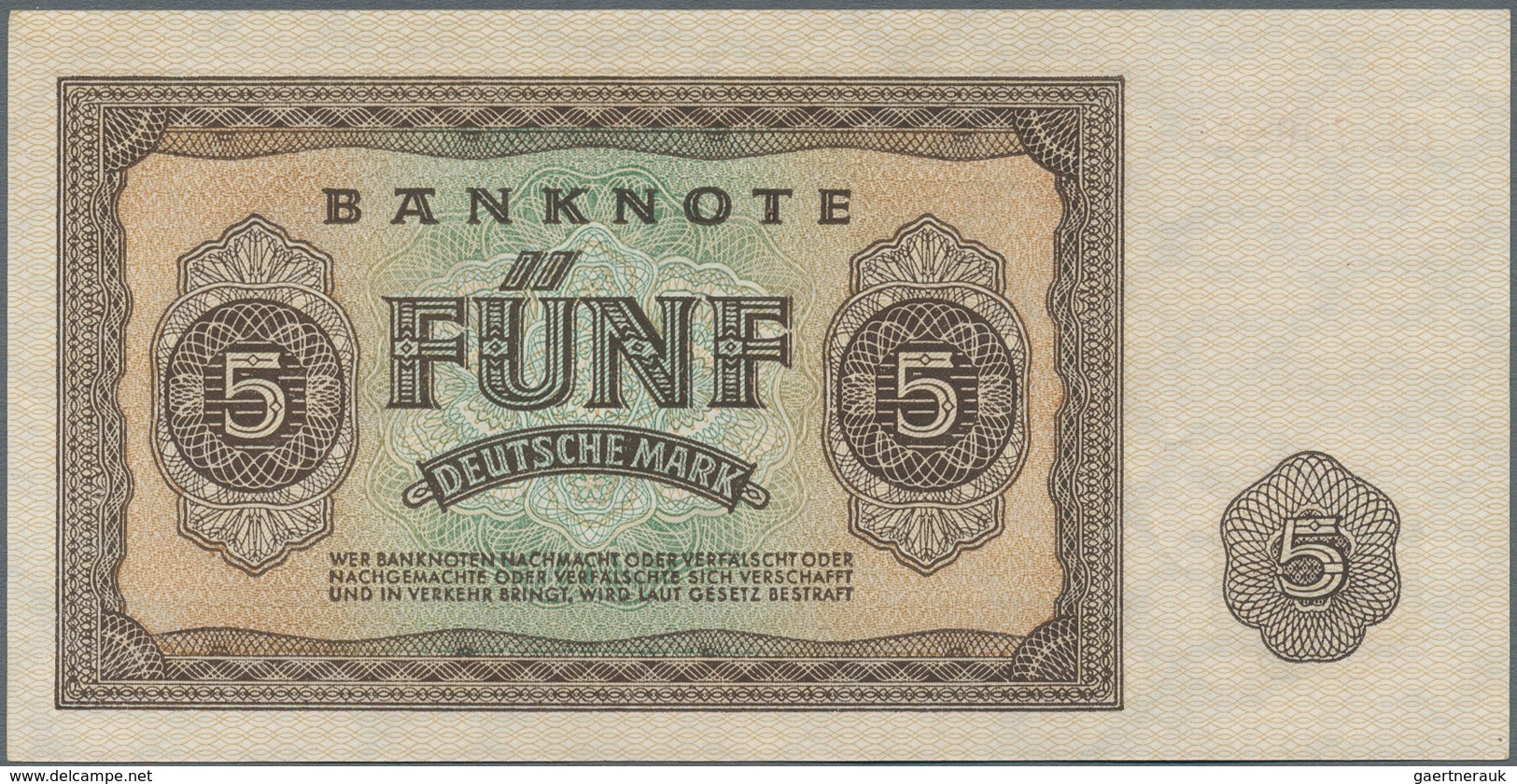 Deutschland - DDR: 1 Mark 1948 Ersatznote Serie "XU" Und 6-stelliger KN, Ro.340c Und 5 Mark 1948 UdS - Sonstige & Ohne Zuordnung