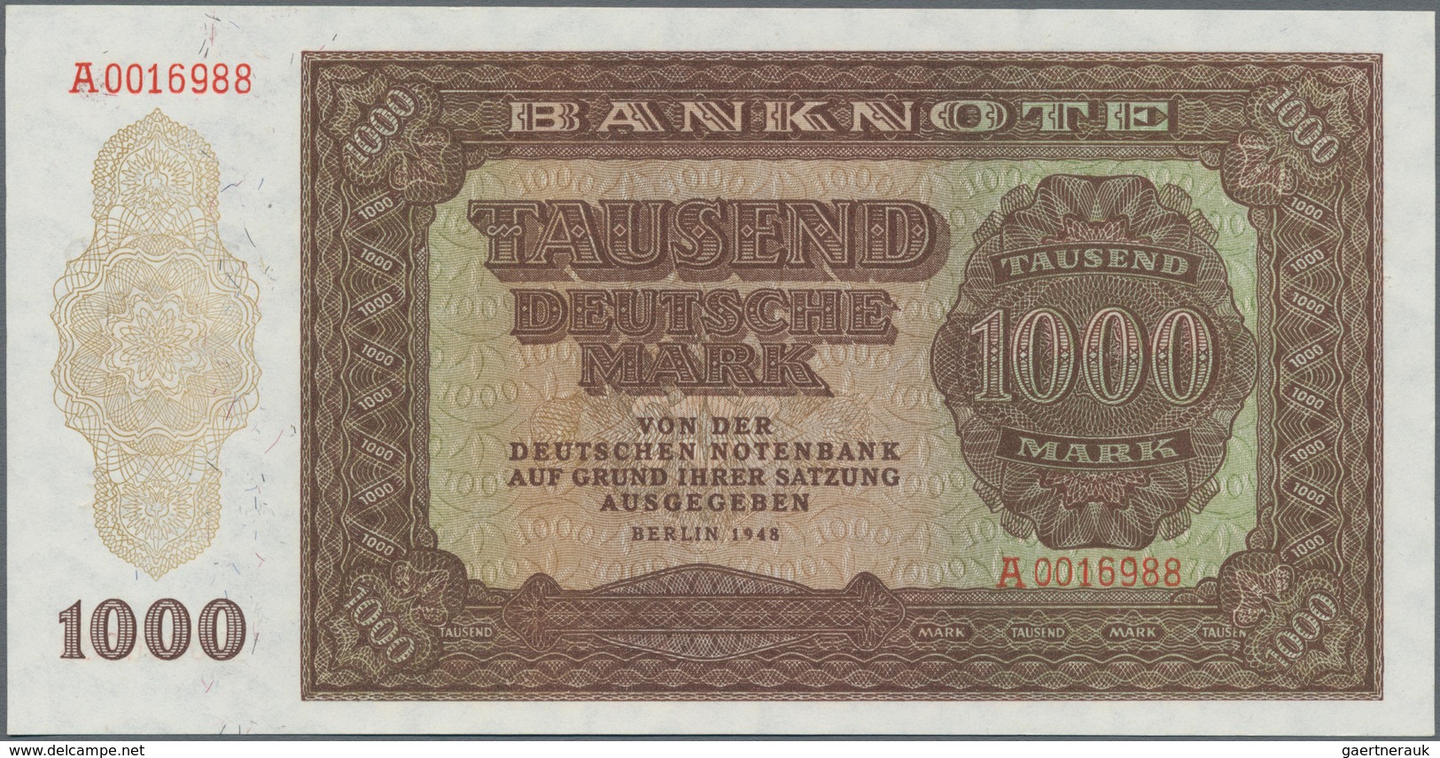 Deutschland - DDR: Deutsche Notenbank 1948 Mit 5, 10, 20, 50, 100 Und 1000 Mark, Ro.342-347 In Kasse - Sonstige & Ohne Zuordnung