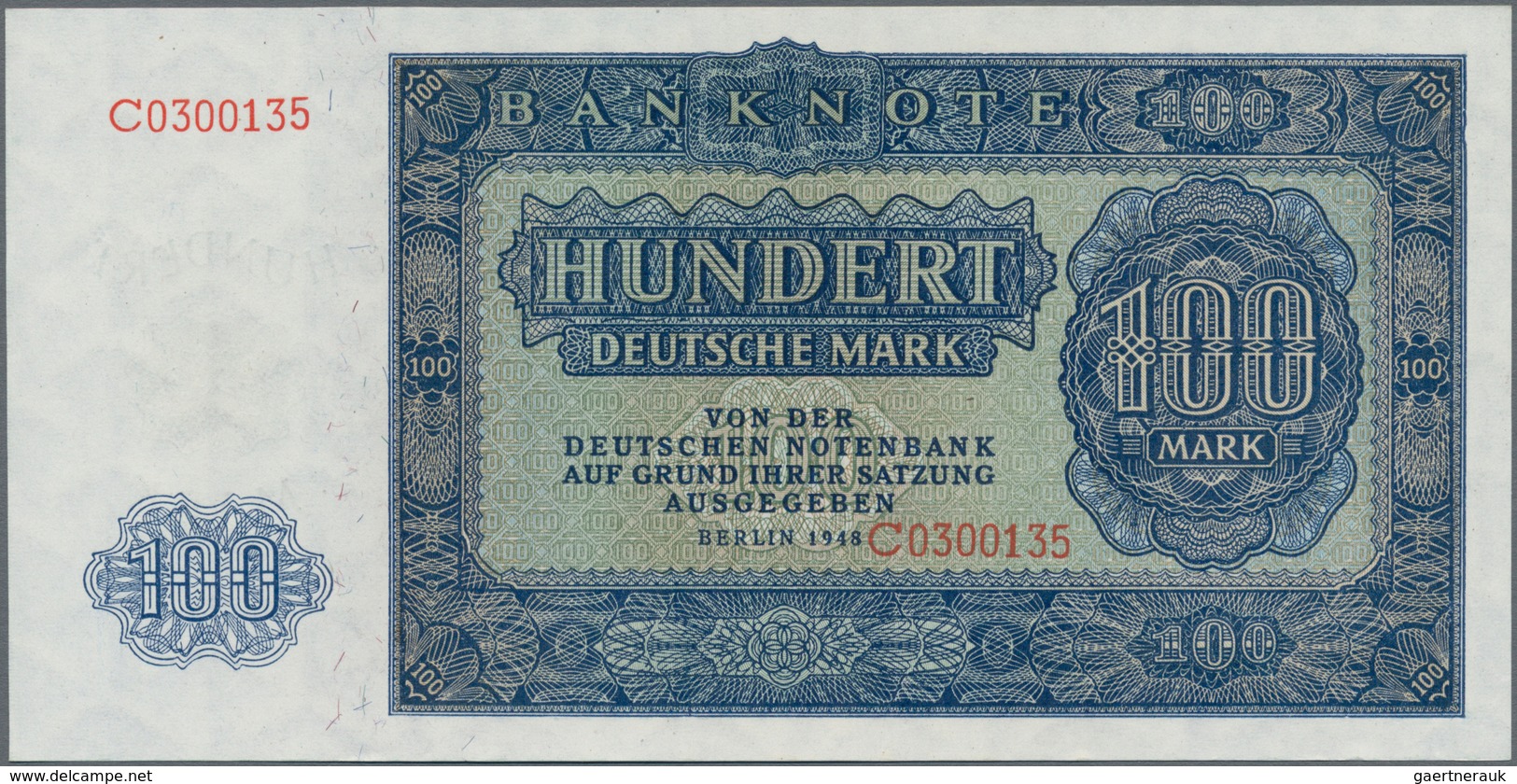 Deutschland - DDR: Deutsche Notenbank 1948 mit 5, 10, 20, 50, 100 und 1000 Mark, Ro.342-347 in kasse