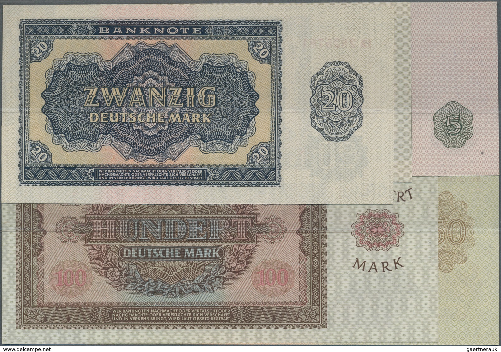 Deutschland - DDR: Banknotensatz 1955 Mit 5, 10, 20, 50 Und 100 Mark, Ro.349a - 353a, Alle In Kassen - Altri & Non Classificati