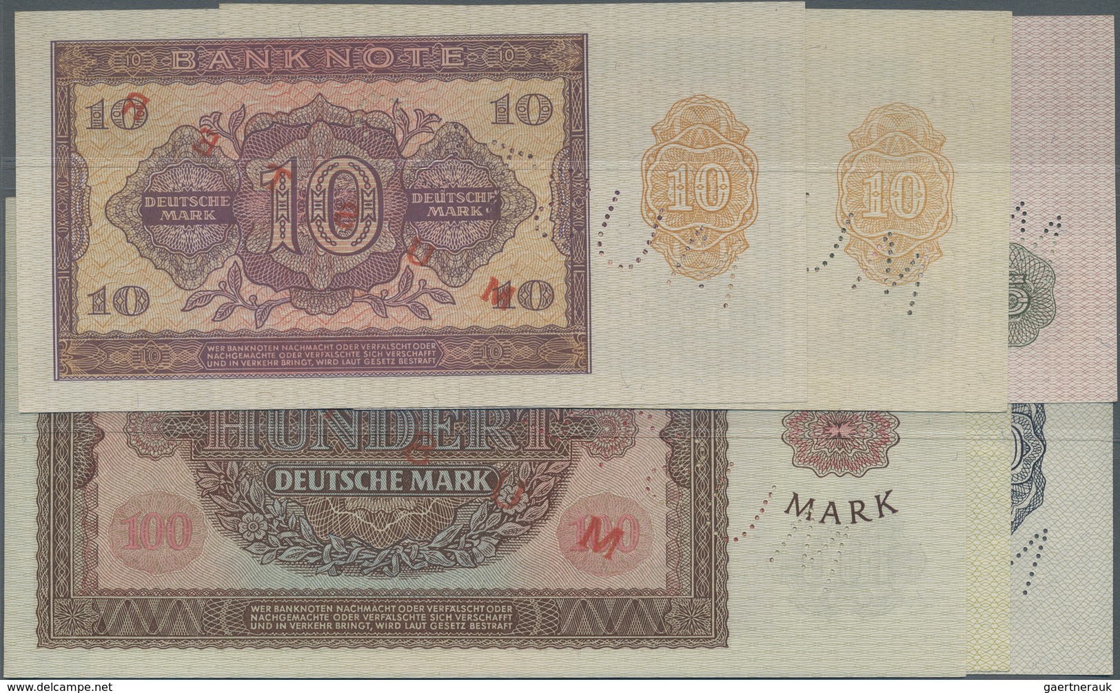 Deutschland - DDR: Mustersatz Der Notenbank 1955 Von 5 Bis 100 Mark, Dabei 5, 2 X 10, 20, 50 Und 100 - Altri & Non Classificati