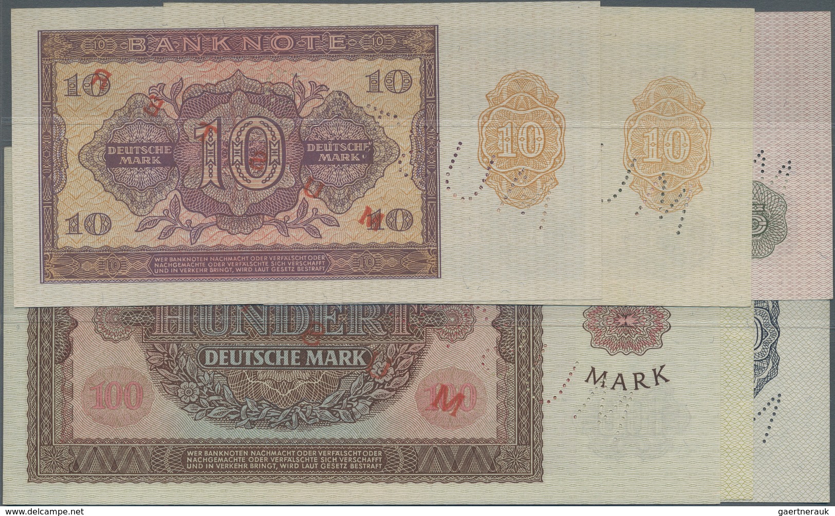 Deutschland - DDR: Mustersatz Der Notenbank 1955 Von 5 Bis 100 Mark, Dabei 5, 2 X 10, 20, 50 Und 100 - Sonstige & Ohne Zuordnung